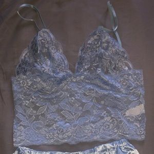 Lace & Satin Tank Shorts Set